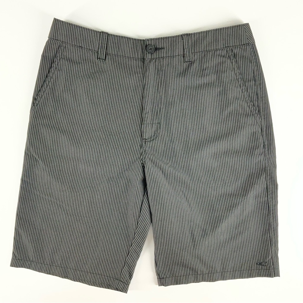 O’Neill Men's Gray Pinstripe Flat Front Chino Shorts Size 34 Casual Preppy